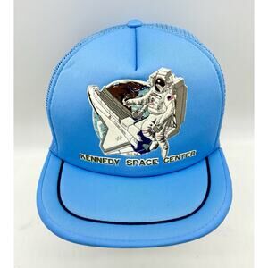 Vintage Kennedy Space Center Blue w/Mesh Snapback Hat Cap Shuttle Astronaut